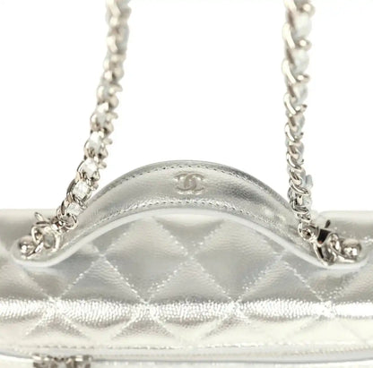 Grained Shiny Calfskin Classic Vanity with Chain