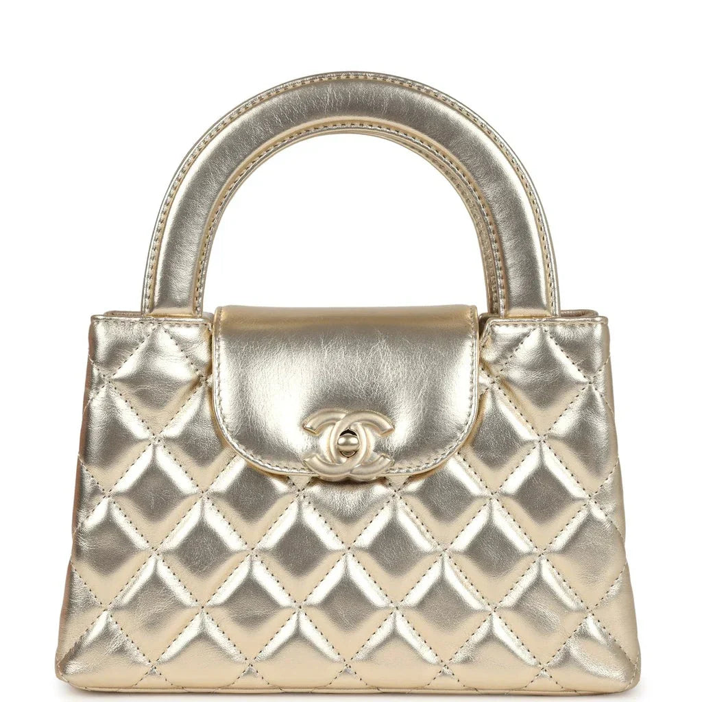 Metallic Calfskin Small Kelly Shopper Bag