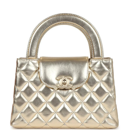 Metallic Calfskin Small Kelly Shopper Bag