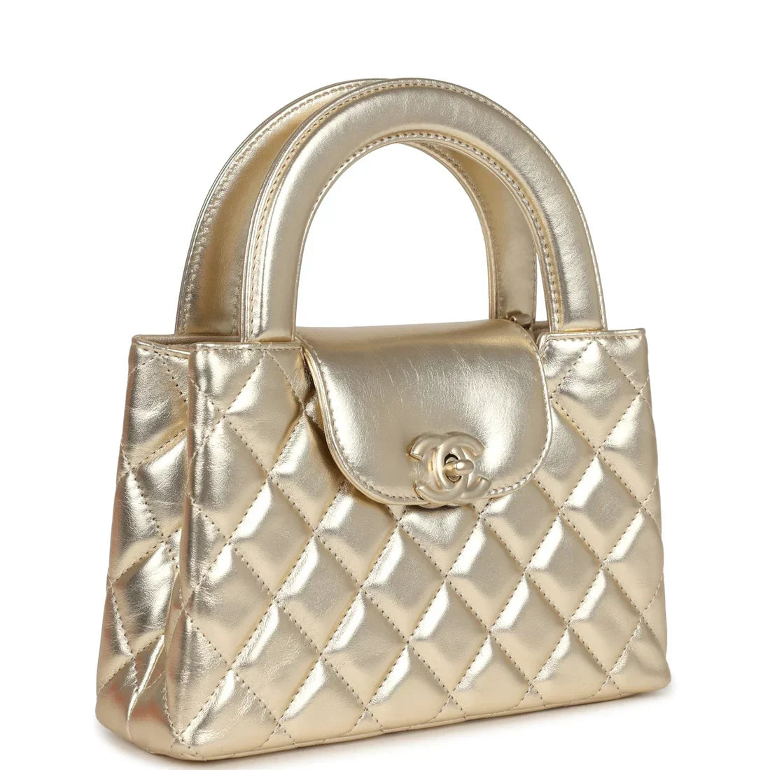 Metallic Calfskin Small Kelly Shopper Bag