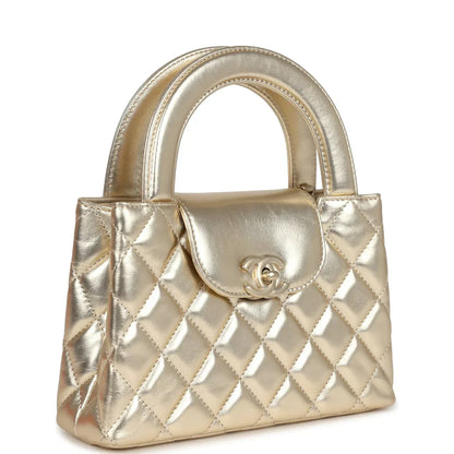 Metallic Calfskin Small Kelly Shopper Bag