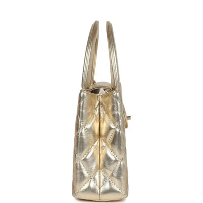 Metallic Calfskin Small Kelly Shopper Bag