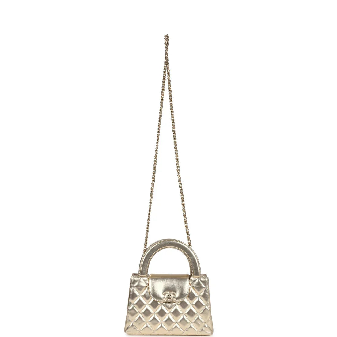 Metallic Calfskin Small Kelly Shopper Bag