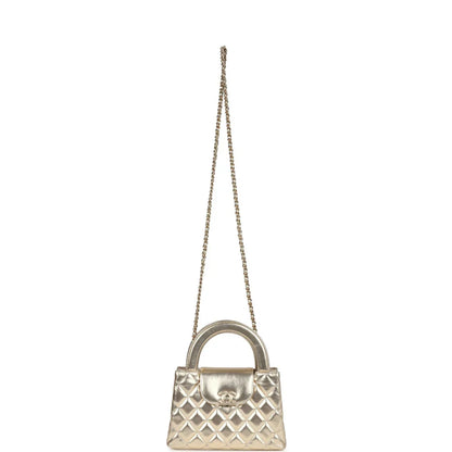 Metallic Calfskin Small Kelly Shopper Bag
