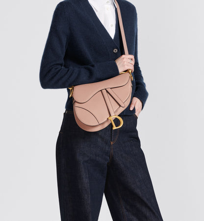 Grained Calfskin Saddle Bag with Strap