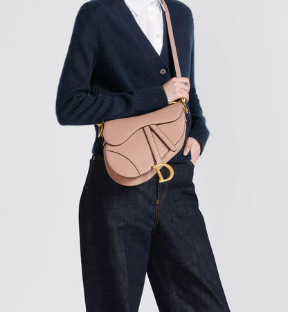 Grained Calfskin Saddle Bag with Strap