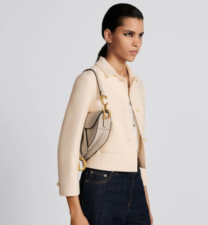 Grained Calfskin Saddle Bag with Strap