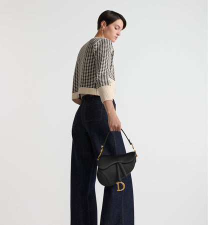 Grained Calfskin Saddle Bag with Strap