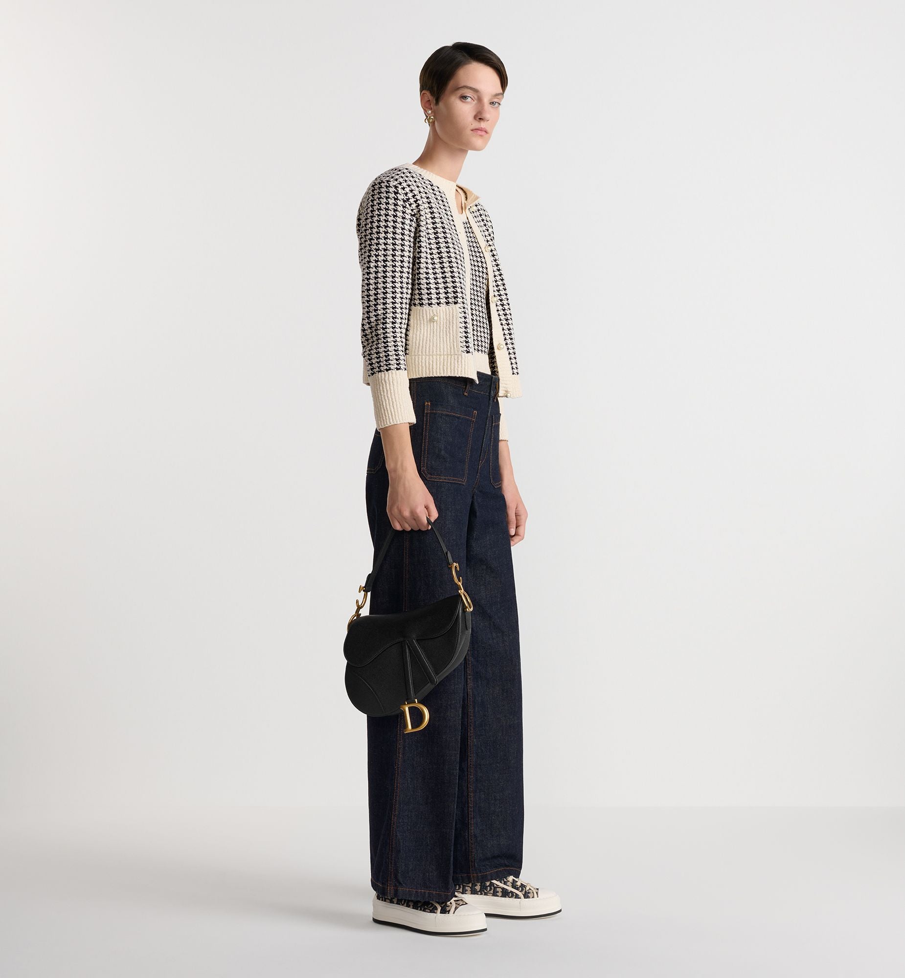 Grained Calfskin Saddle Bag with Strap