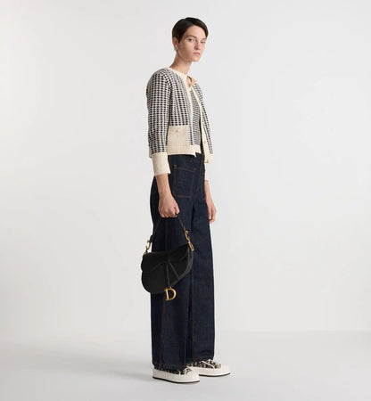Grained Calfskin Saddle Bag with Strap
