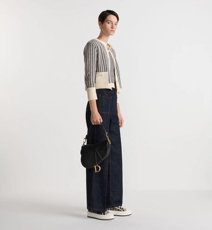 Grained Calfskin Saddle Bag with Strap