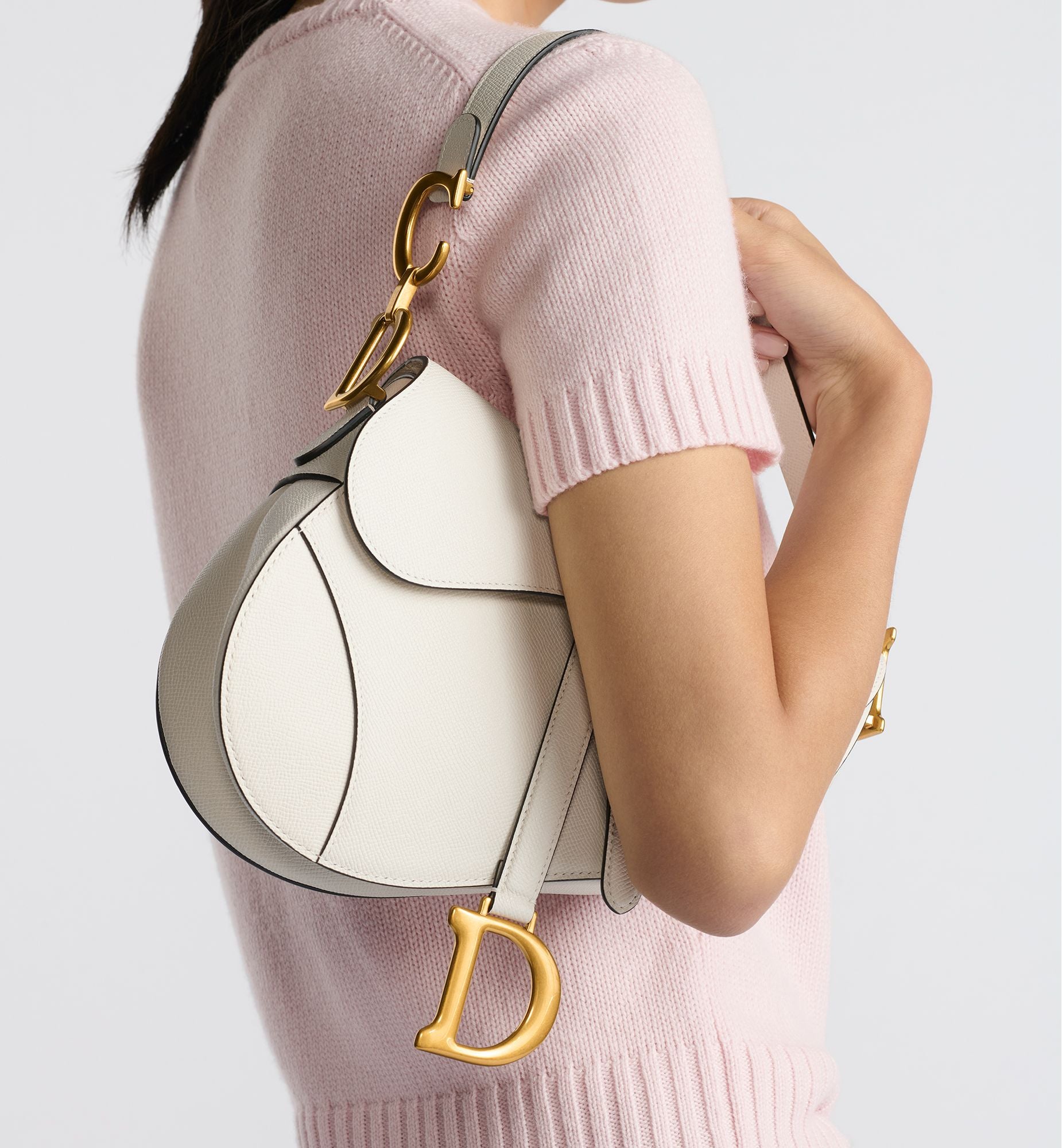 Grained Calfskin Saddle Bag with Strap