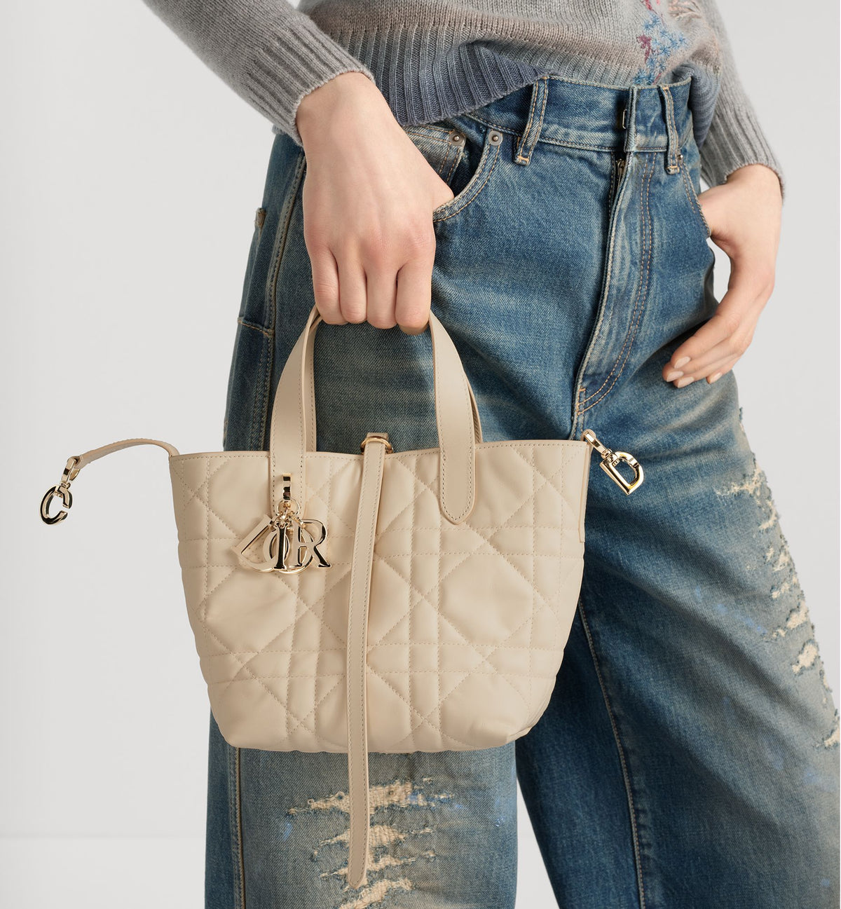 Macrocannage Calfskin Small Toujours Vertical Tote Bag