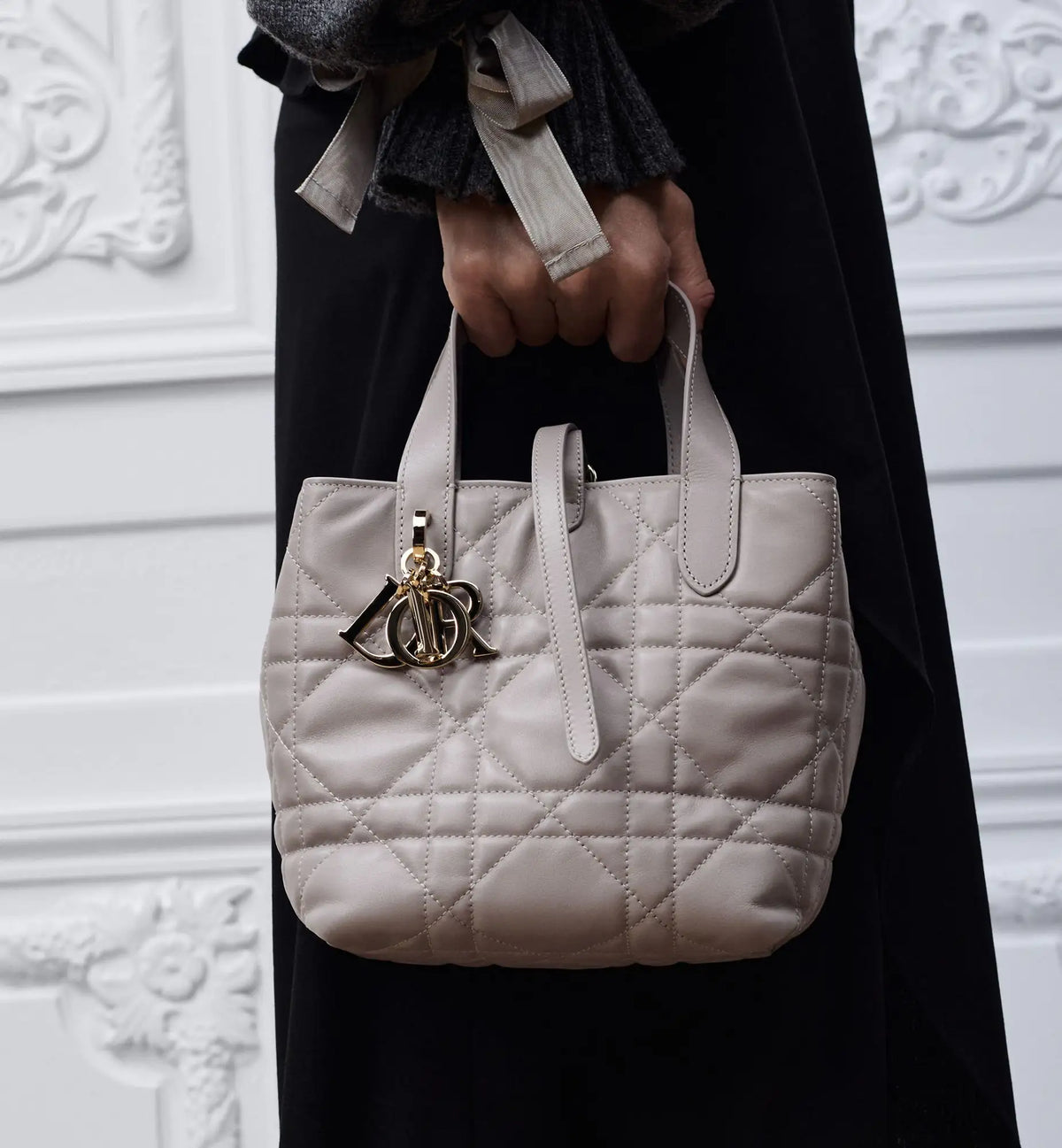 Macrocannage Calfskin Small Toujours Vertical Tote Bag