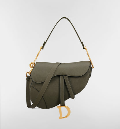 Grained Calfskin Saddle Bag with Strap