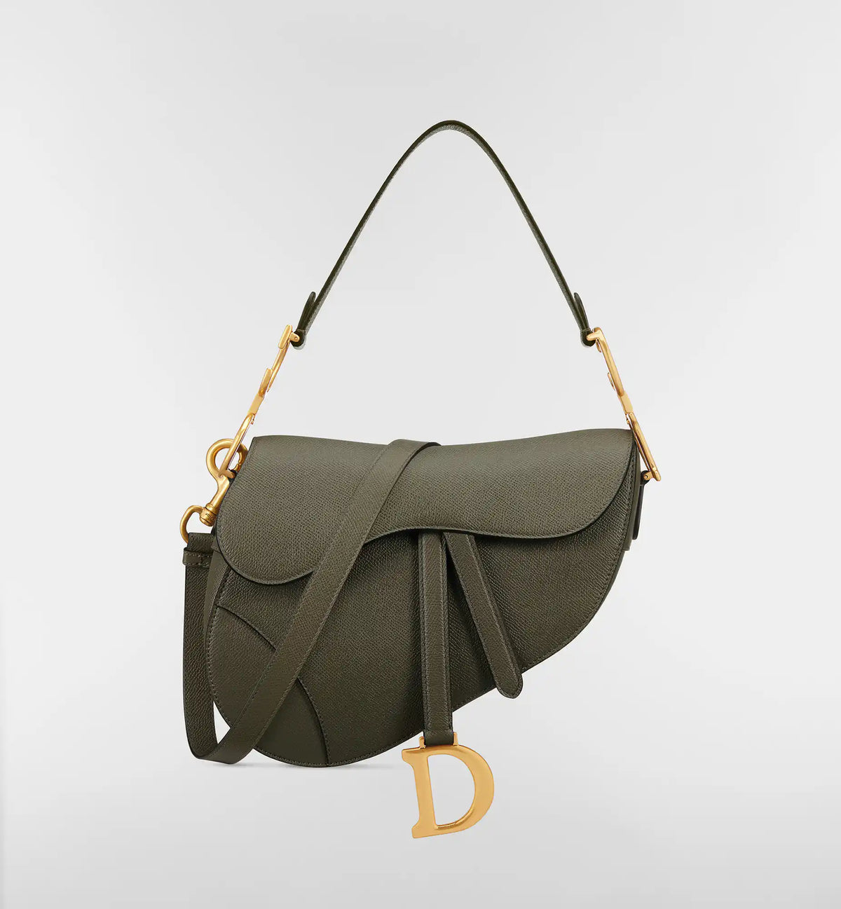 Grained Calfskin Saddle Bag with Strap