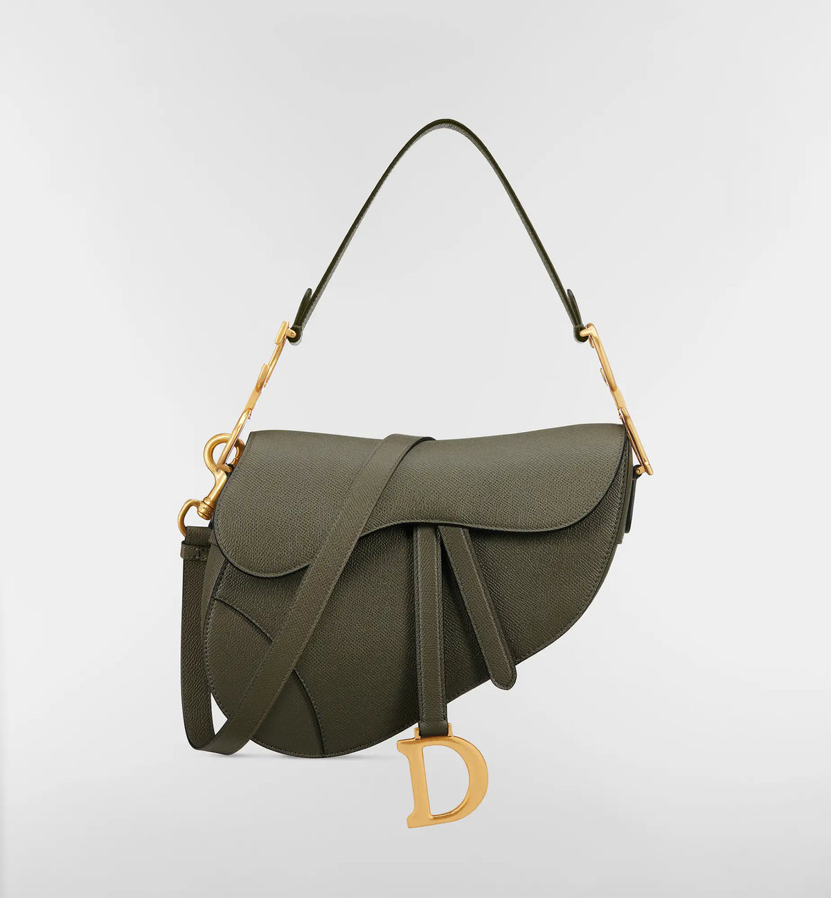 Grained Calfskin Saddle Bag with Strap