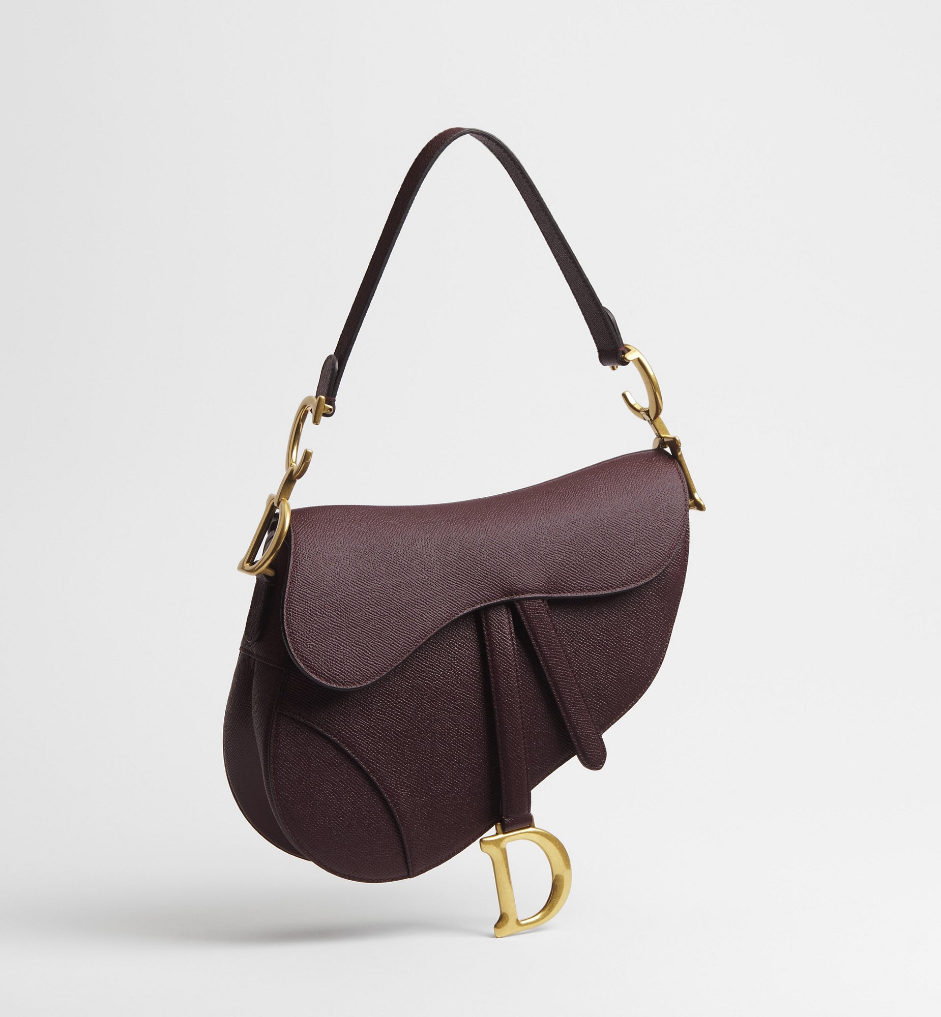 Grained Calfskin Saddle Bag with Strap