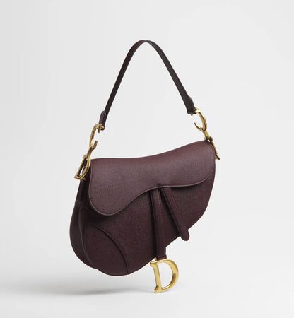 Grained Calfskin Saddle Bag with Strap