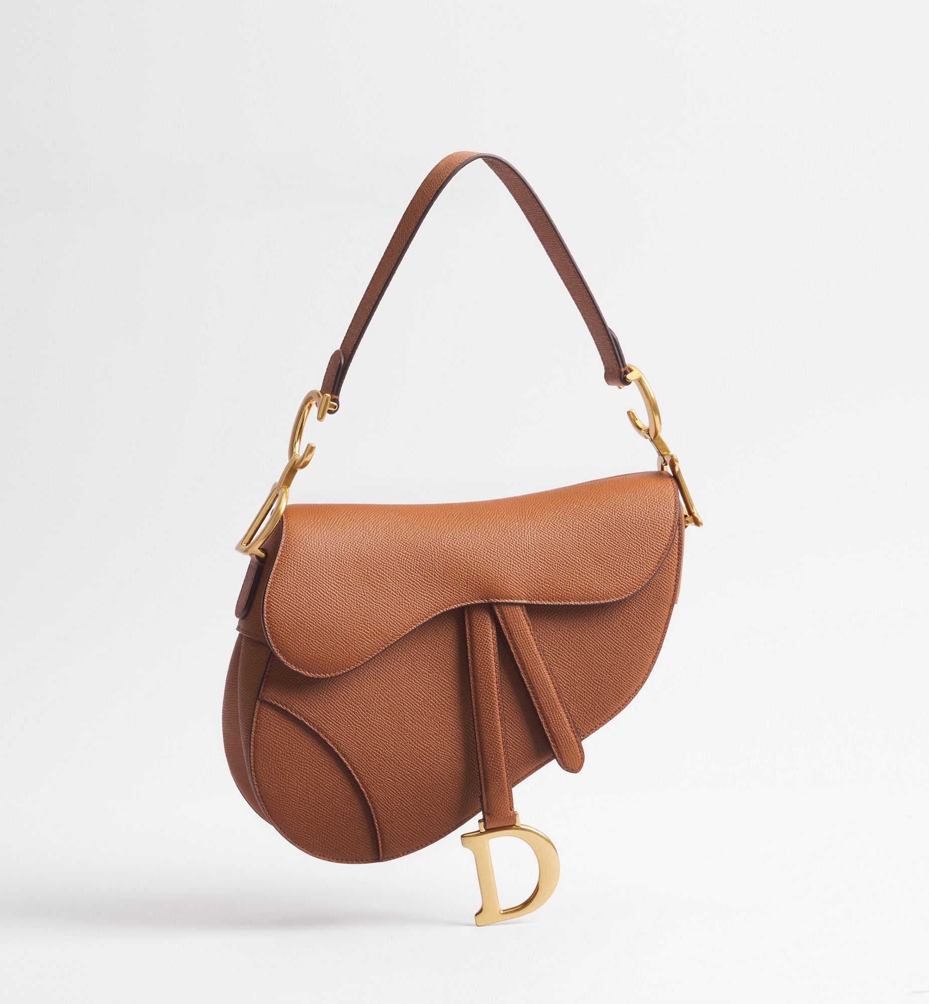 Grained Calfskin Saddle Bag with Strap