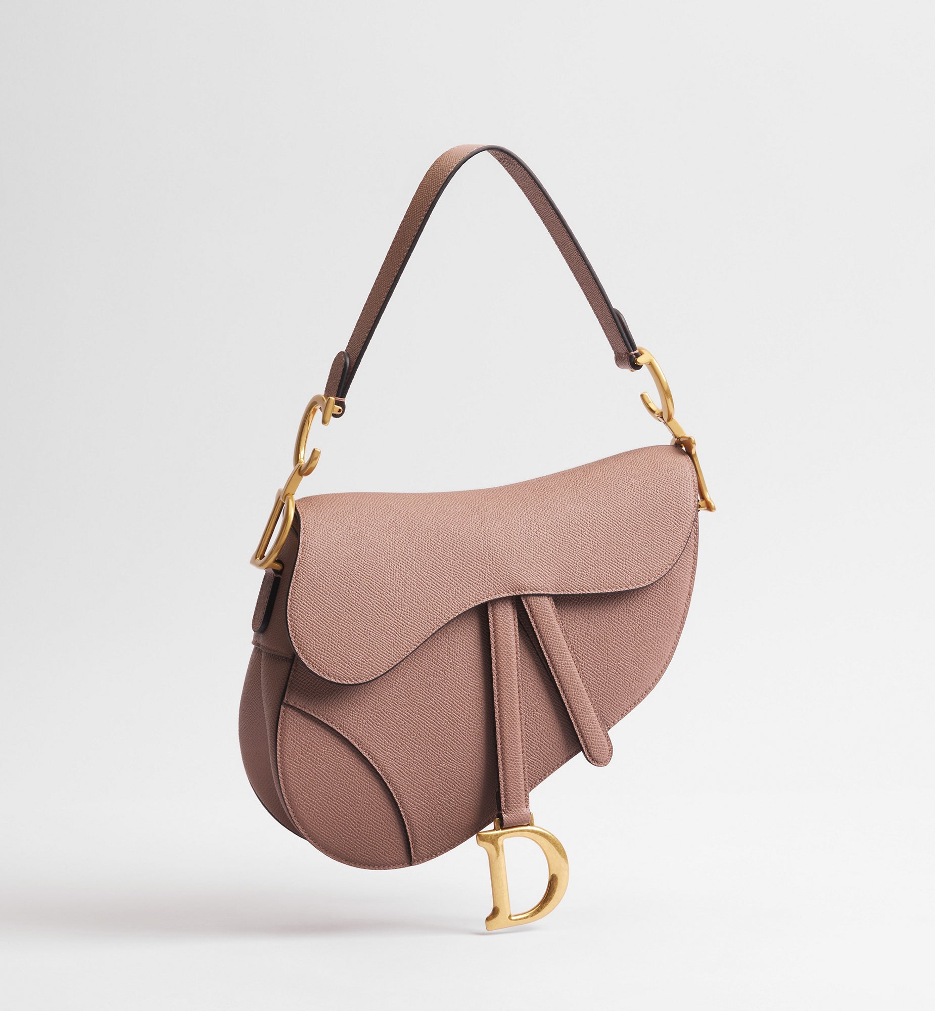 Grained Calfskin Saddle Bag with Strap