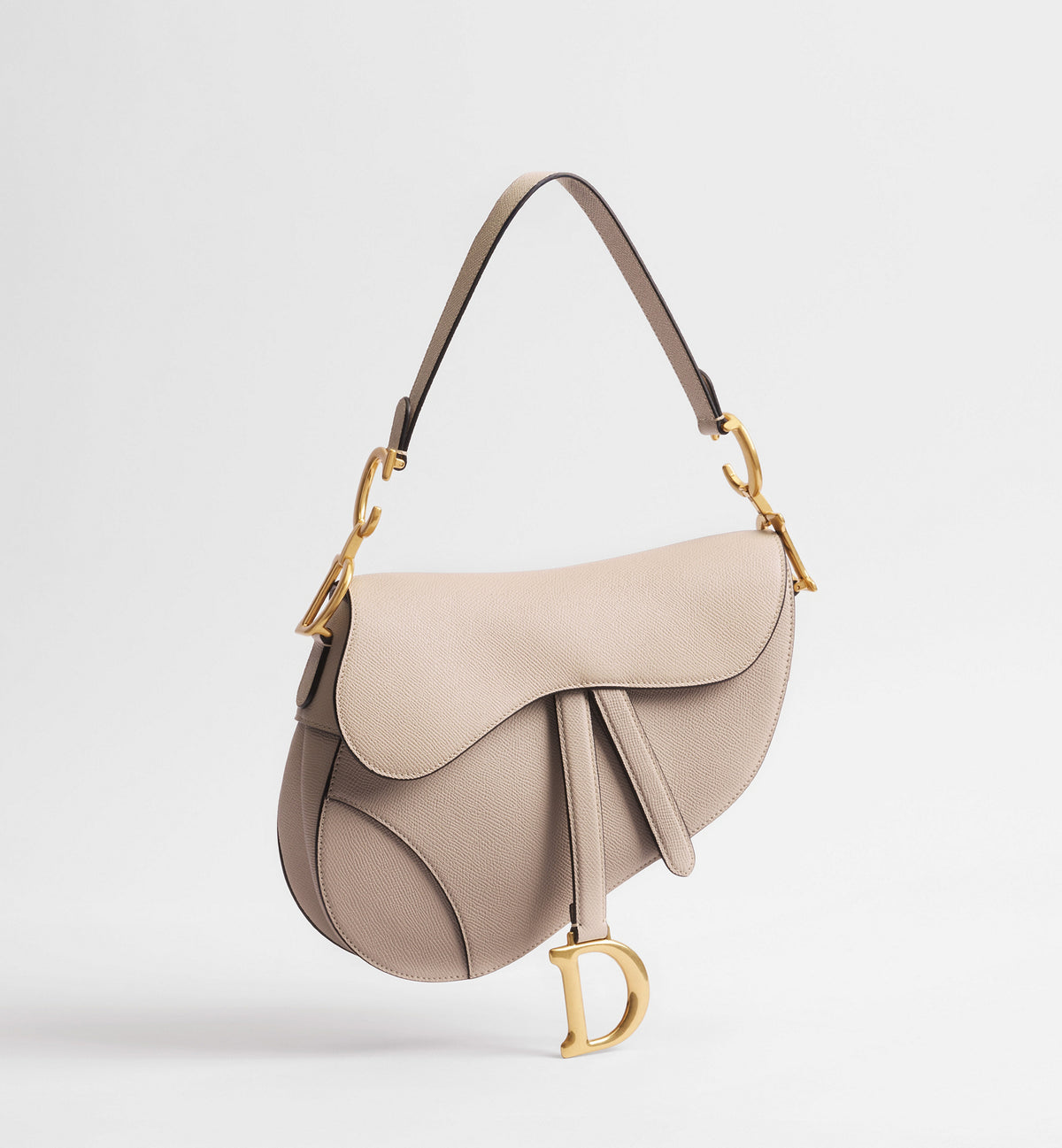 Grained Calfskin Saddle Bag with Strap