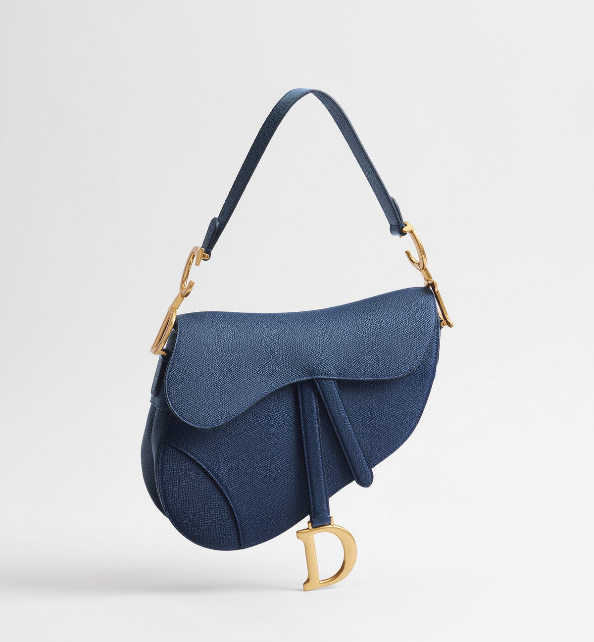 Grained Calfskin Saddle Bag with Strap