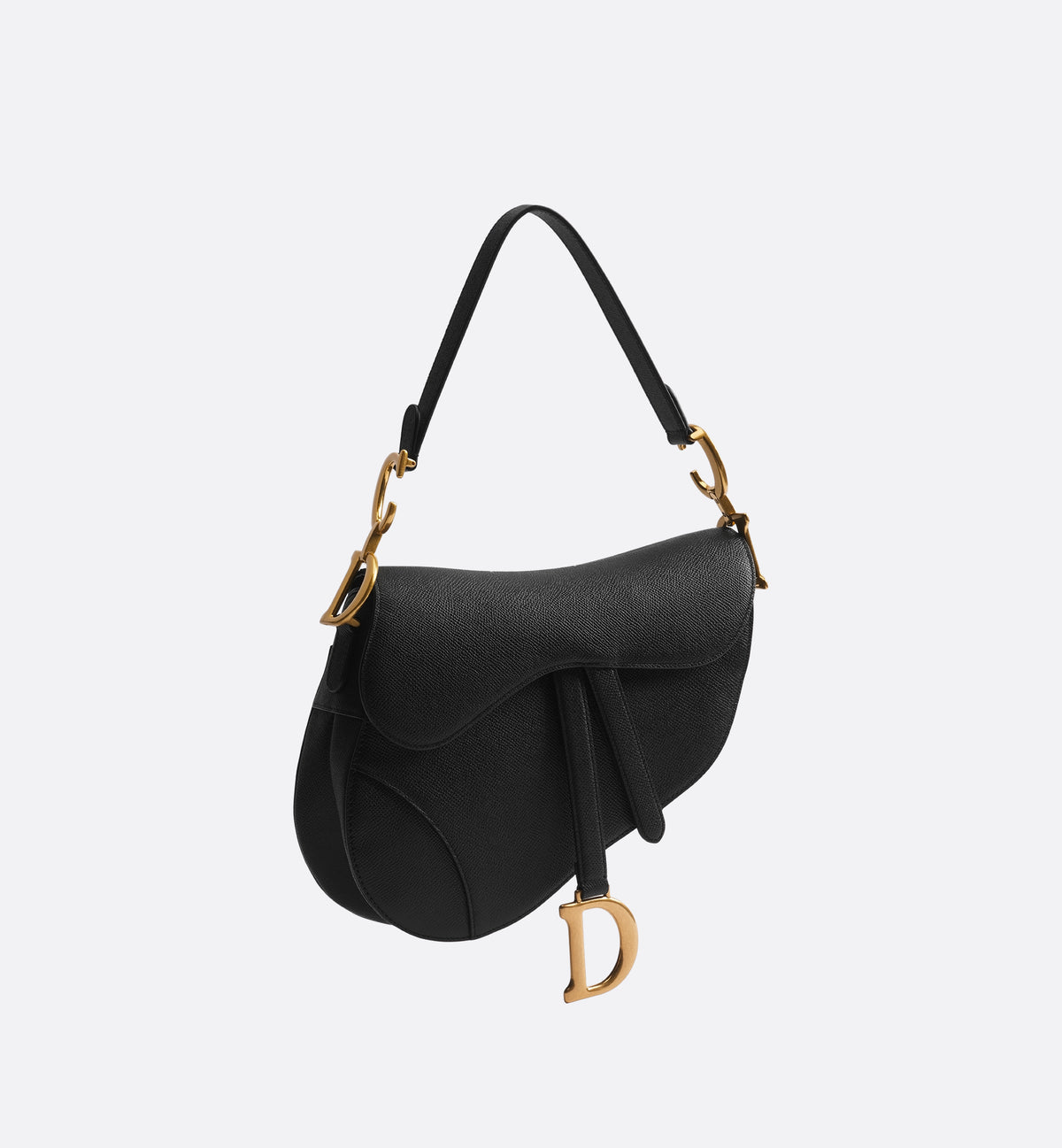 Grained Calfskin Saddle Bag with Strap