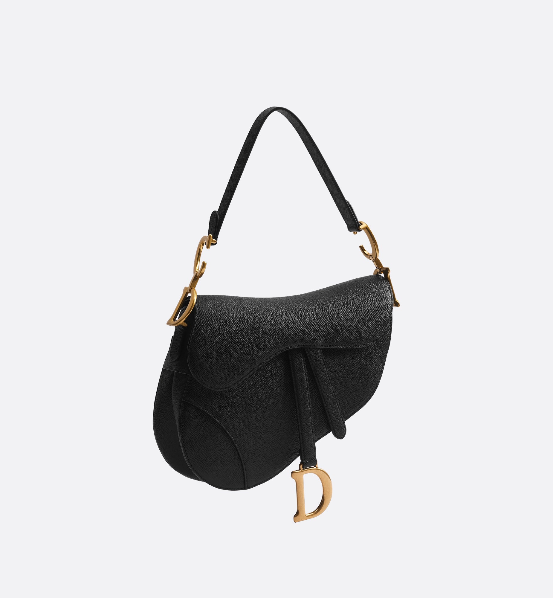 Grained Calfskin Saddle Bag with Strap