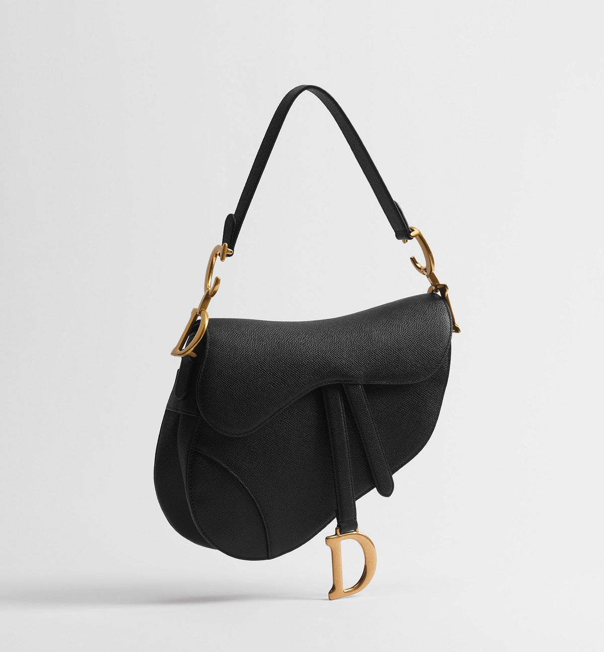 Grained Calfskin Saddle Bag with Strap