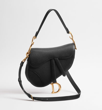 Grained Calfskin Saddle Bag with Strap