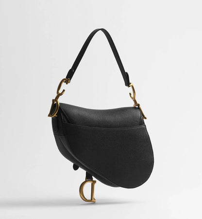 Grained Calfskin Saddle Bag with Strap