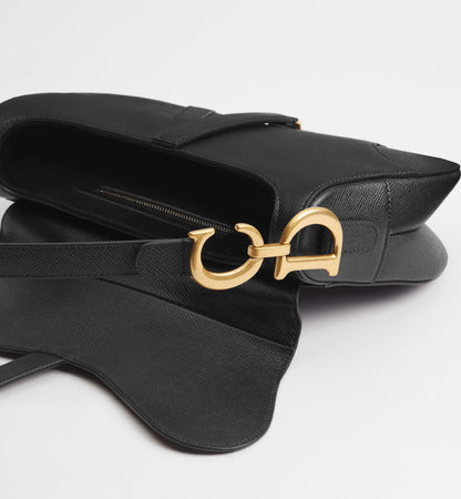 Grained Calfskin Saddle Bag with Strap