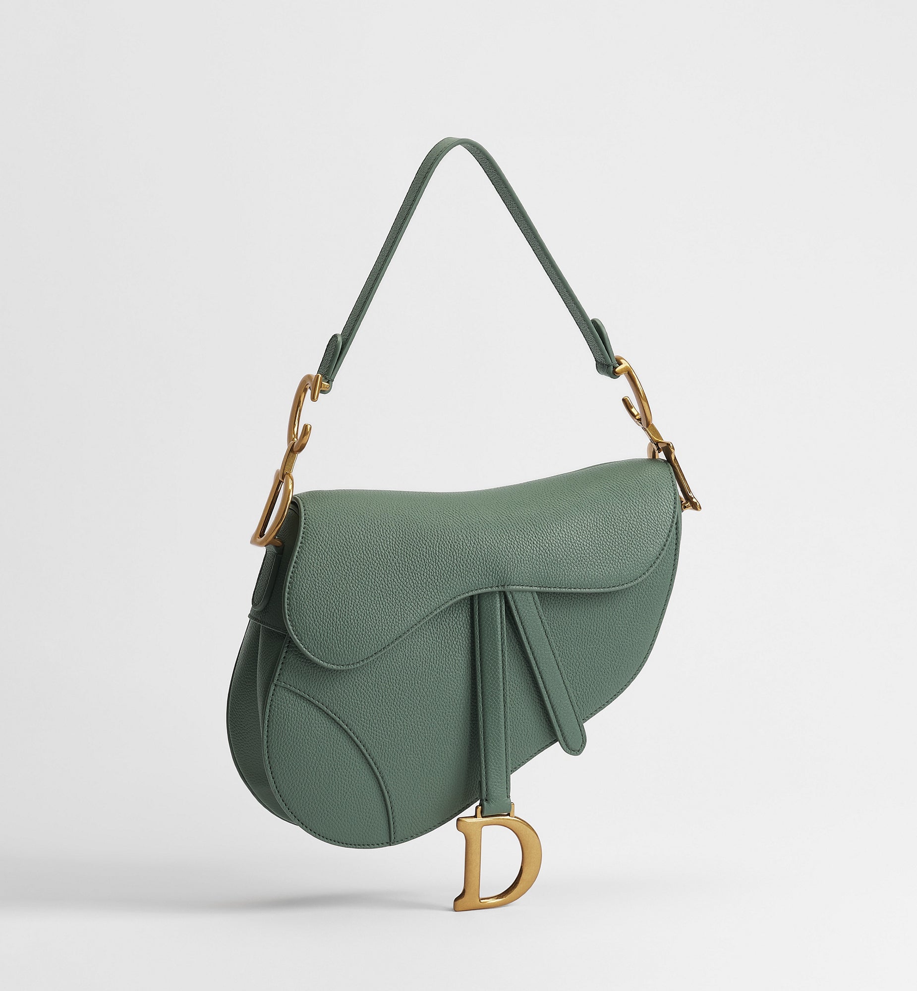 Grained Calfskin Saddle Bag with Strap