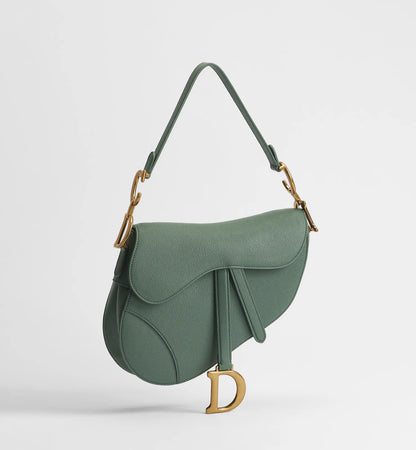 Grained Calfskin Saddle Bag with Strap