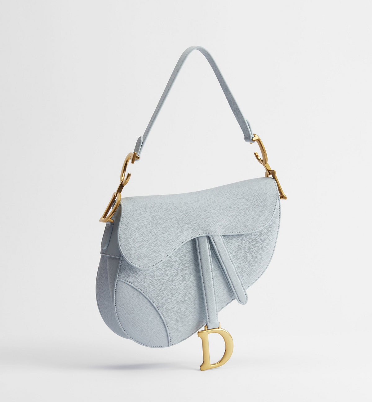 Grained Calfskin Saddle Bag with Strap