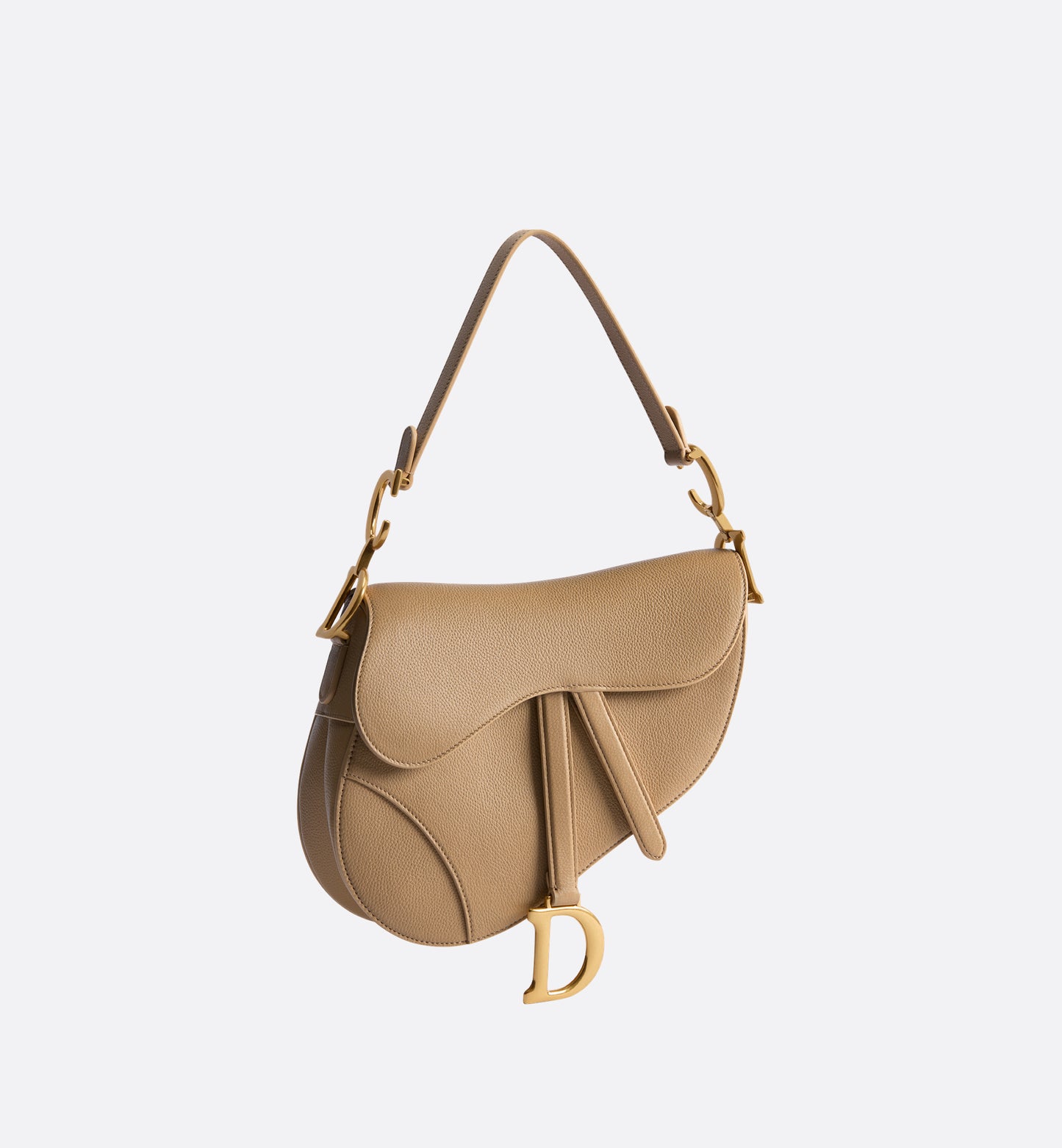 Grained Calfskin Saddle Bag with Strap