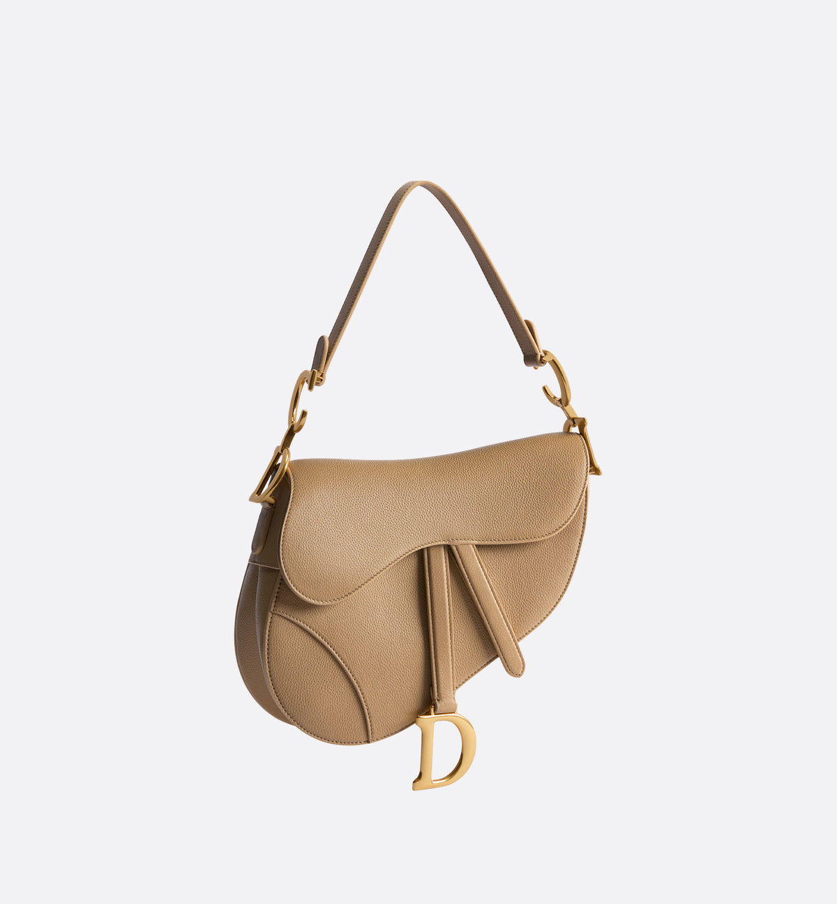 Grained Calfskin Saddle Bag with Strap