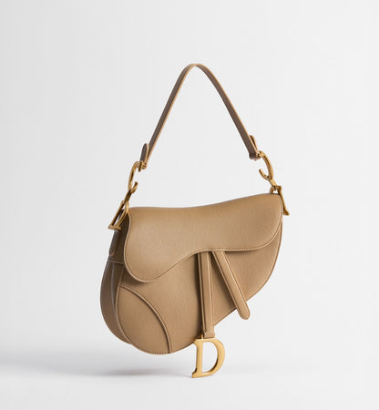 Grained Calfskin Saddle Bag with Strap