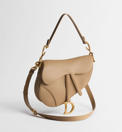 Grained Calfskin Saddle Bag with Strap
