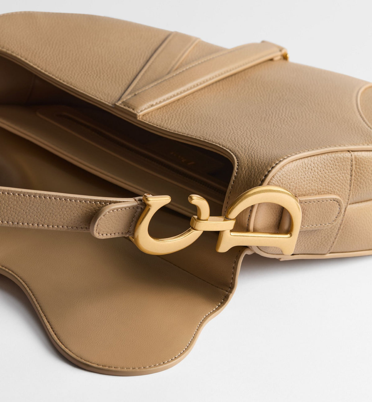 Grained Calfskin Saddle Bag with Strap