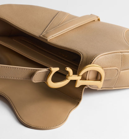Grained Calfskin Saddle Bag with Strap