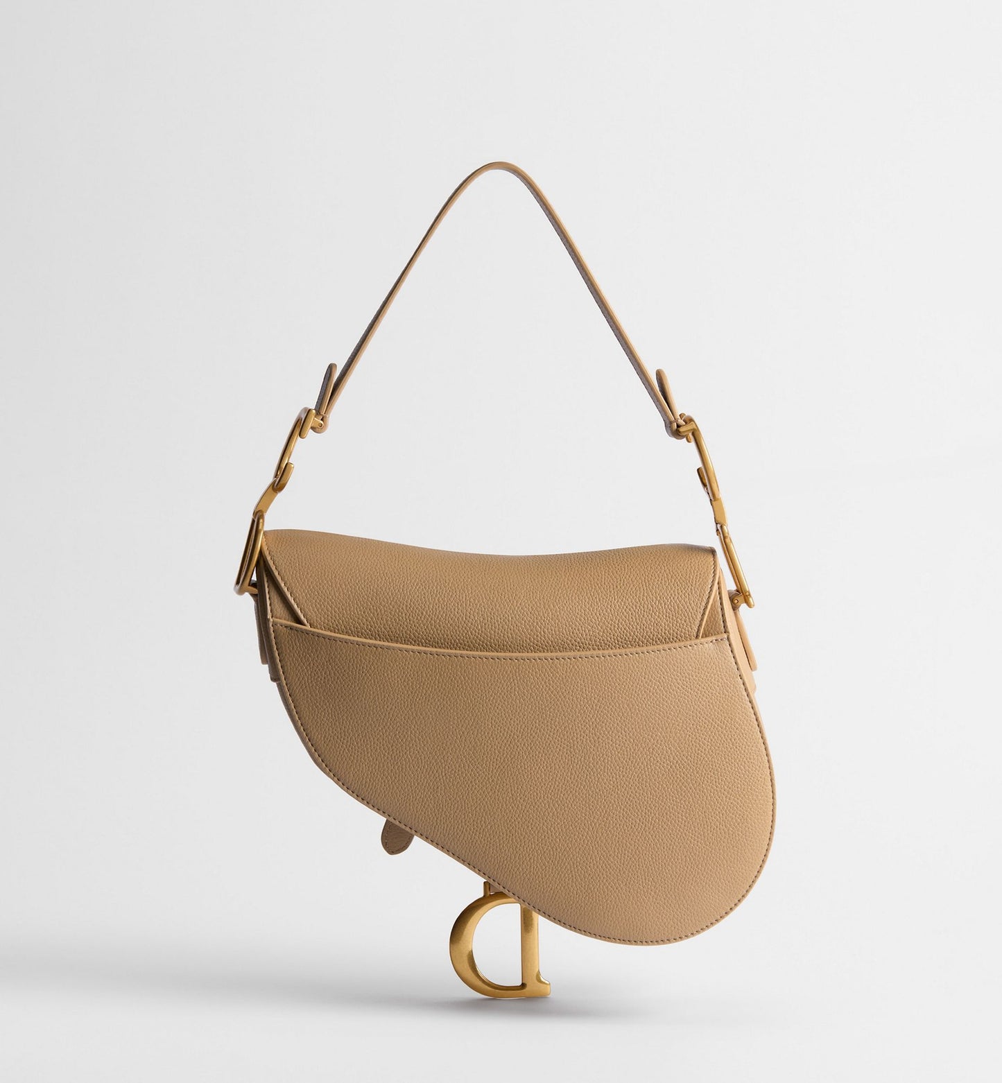 Grained Calfskin Saddle Bag with Strap