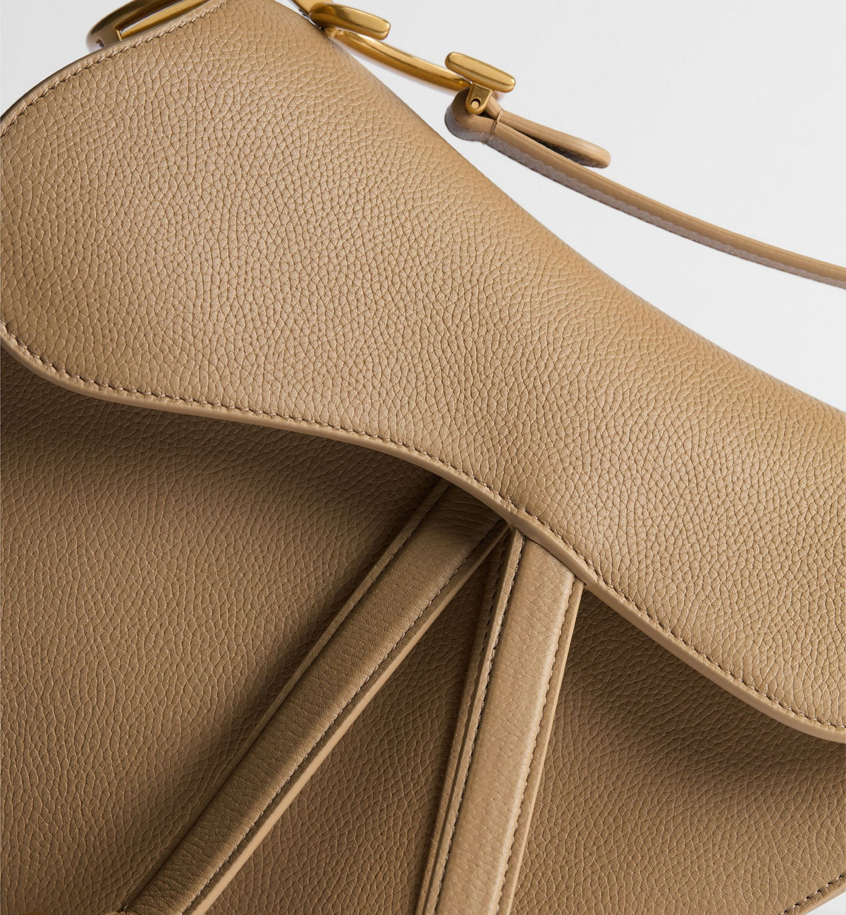 Grained Calfskin Saddle Bag with Strap