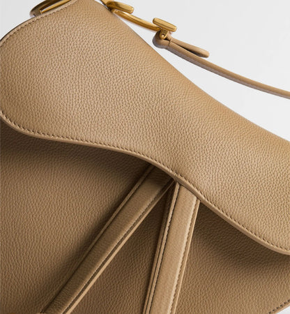Grained Calfskin Saddle Bag with Strap