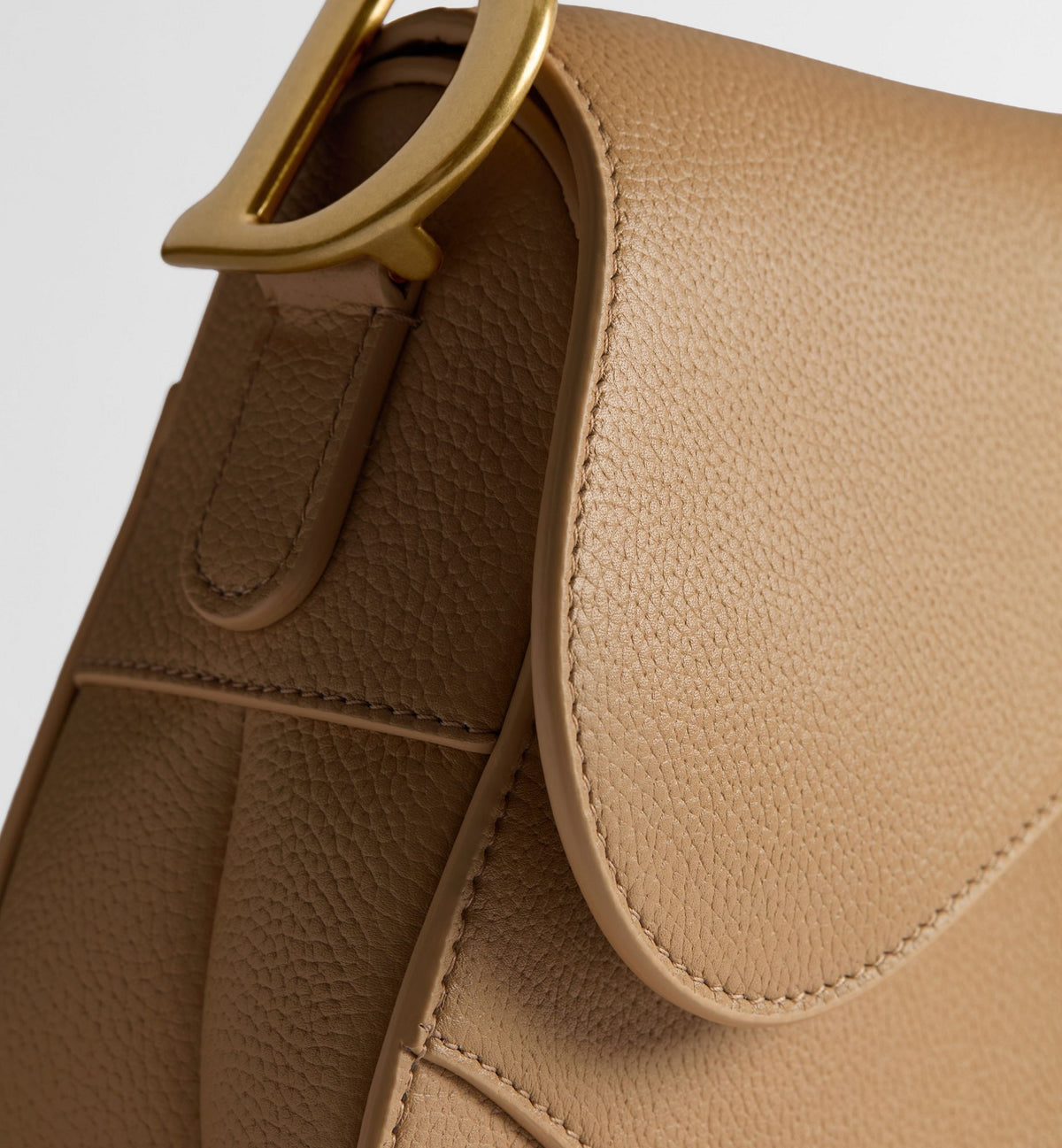 Grained Calfskin Saddle Bag with Strap