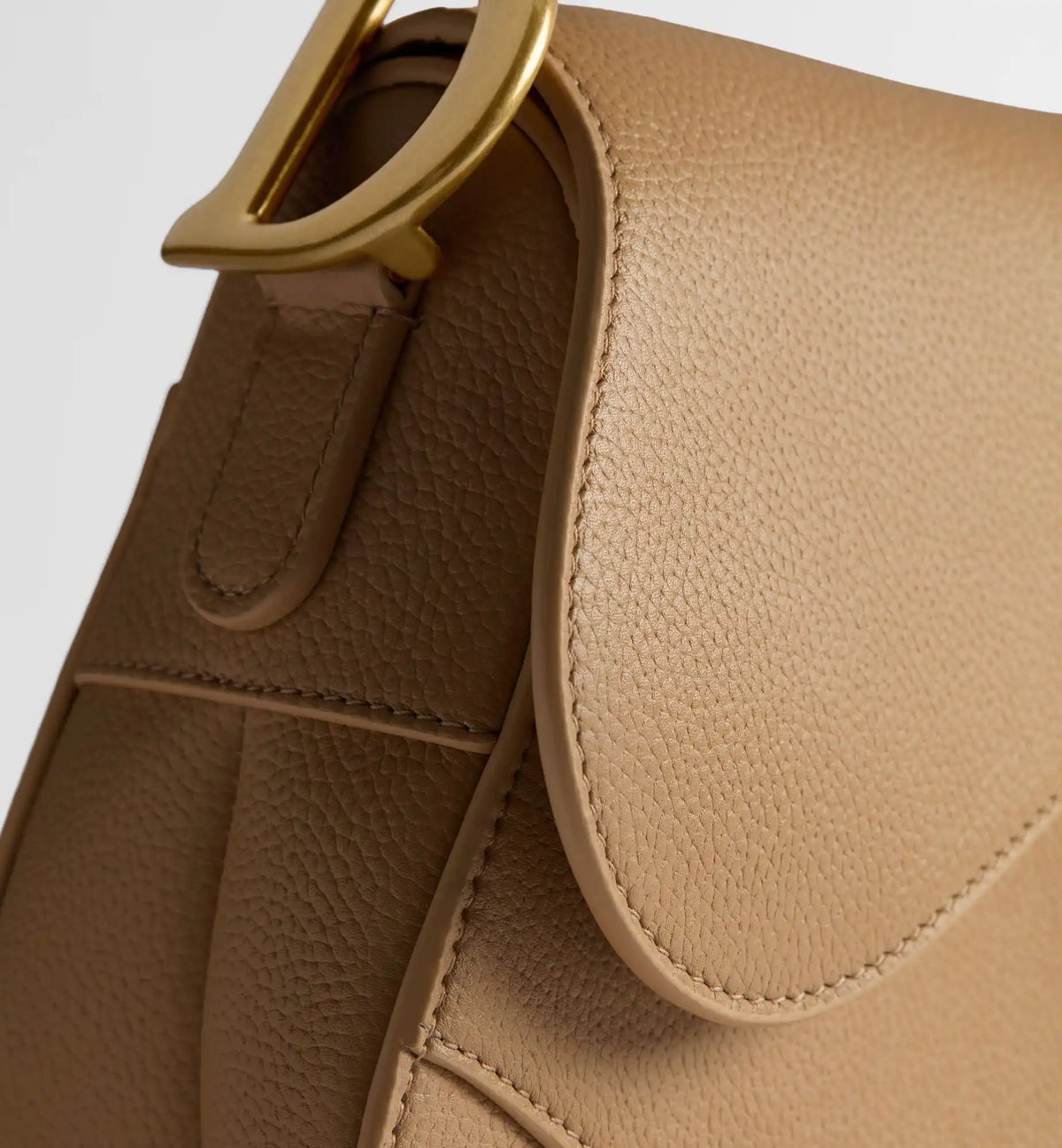 Grained Calfskin Saddle Bag with Strap