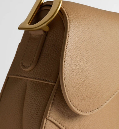 Grained Calfskin Saddle Bag with Strap