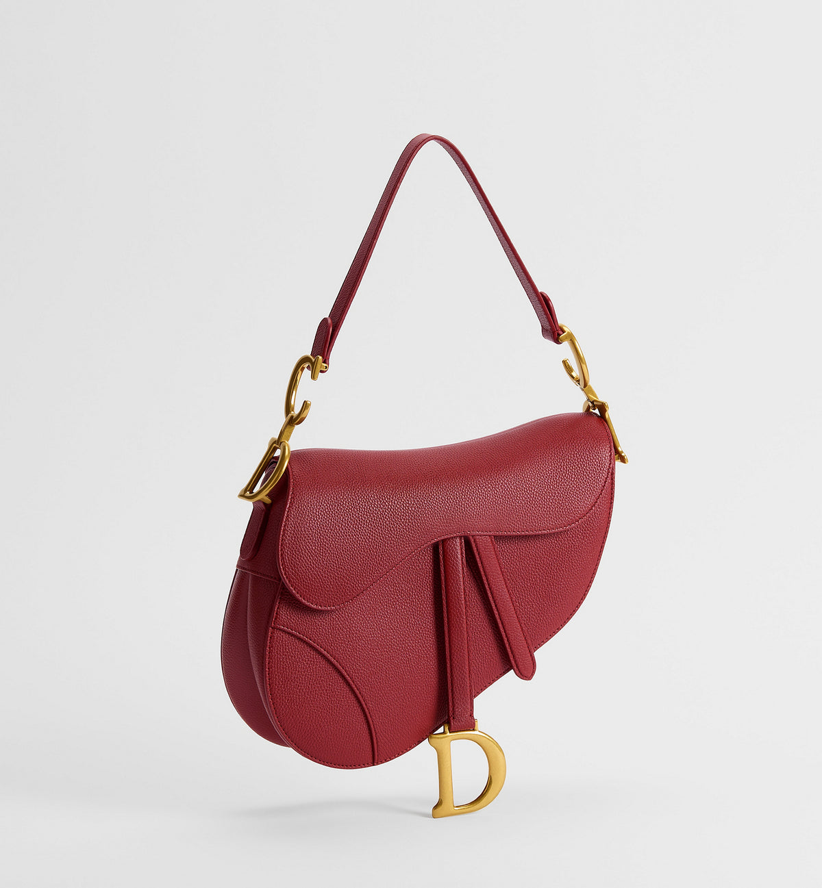 Grained Calfskin Saddle Bag with Strap