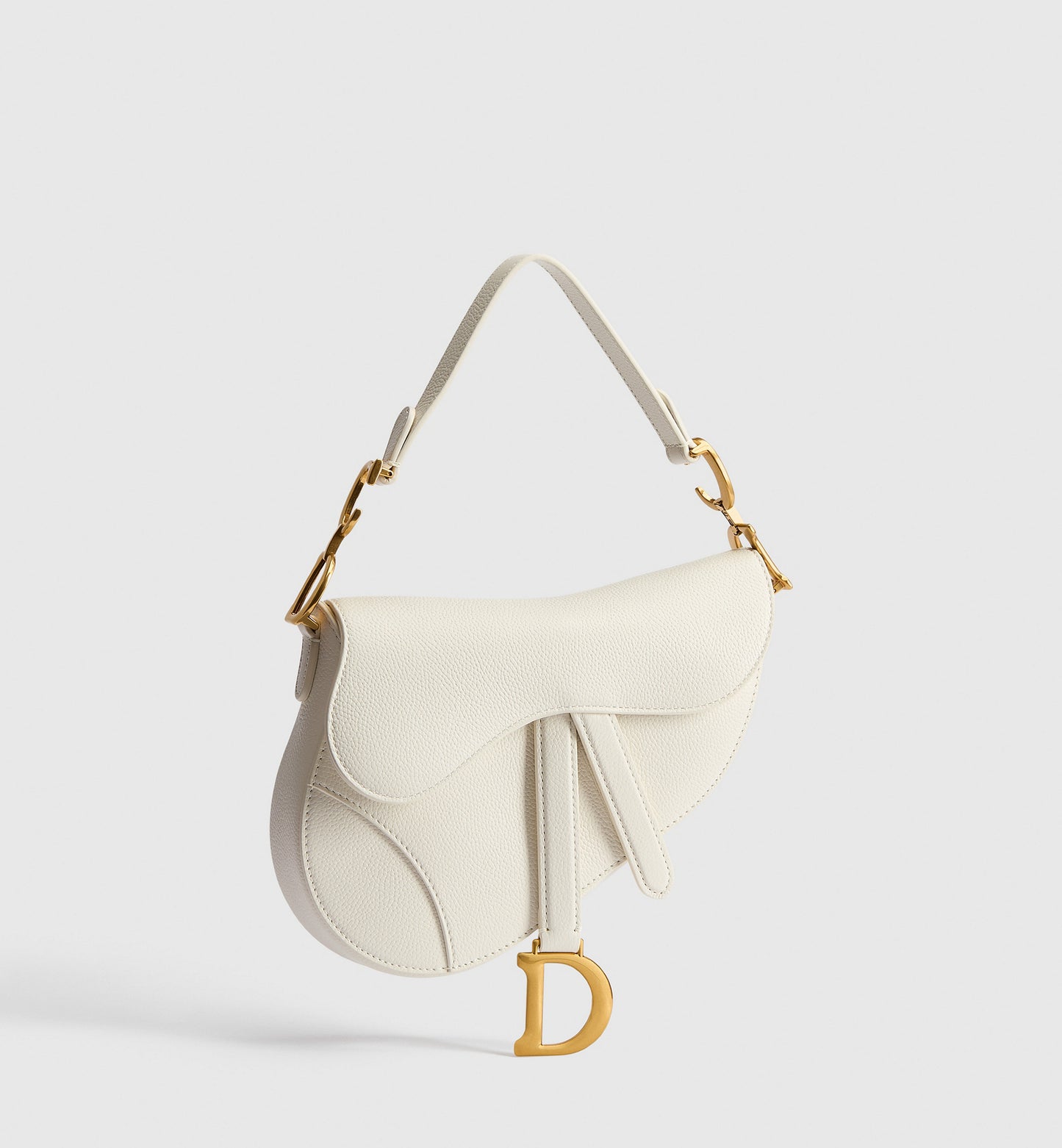 Grained Calfskin Small Saddle Bag with Strap